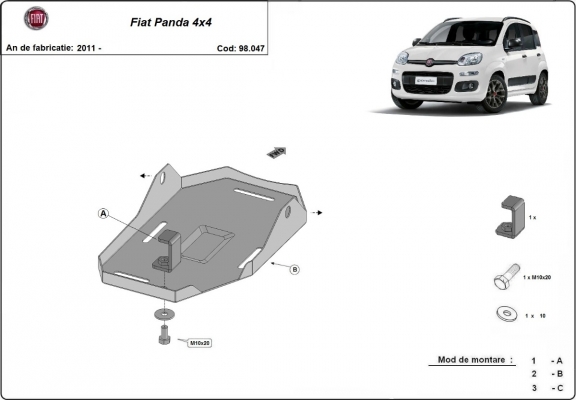 Protezione di acciaio per il differenziale Fiat Panda 4x4