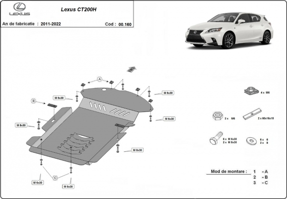 Piastra catalizzatore/cat lock di acciaio Lexus CT200H