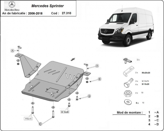 Piastra paramotore di acciaio Mercedes Sprinter
