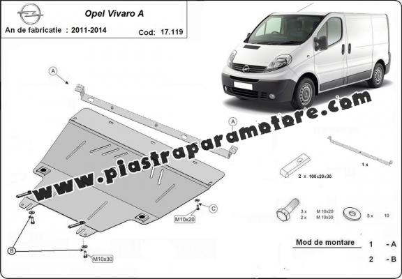 Piastra paramotore di acciaio Opel Vivaro A (2011-2014)