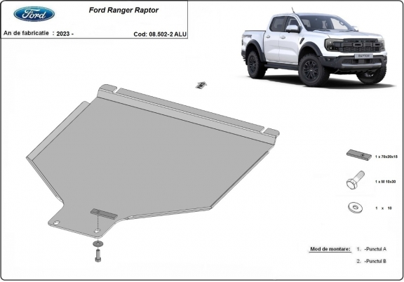 Protezione di alluminio  per il cambio Ford Ranger Raptor
