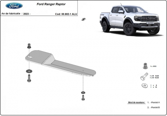 Protezione di alluminio per filtro del carburante Ford Ranger Raptor