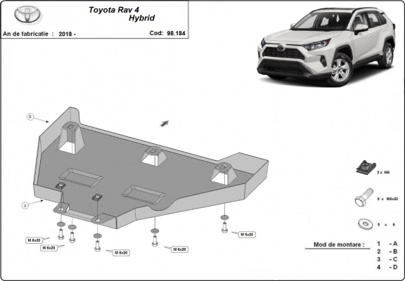 Protezione di acciaio per il differenziale Toyota RAV 4 Hybrid