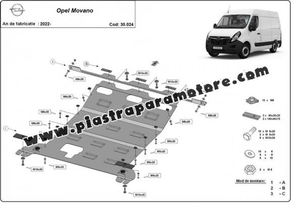 Piastra paramotore di acciaio Opel Movano C 