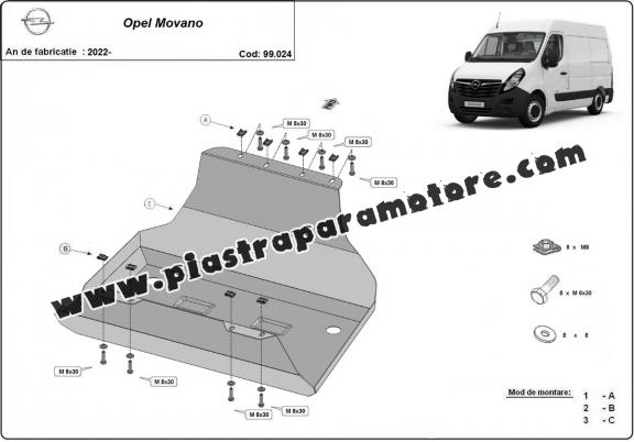 Protezione di acciaio per il serbatoio Opel Movano C 