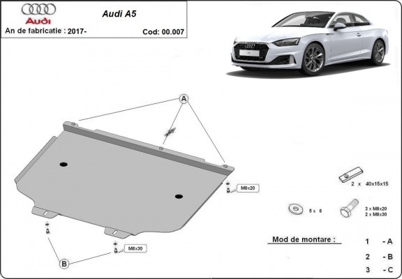 Protezione di acciaio per il cambio Audi A5