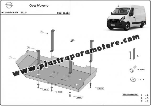 Protezione di acciaio per il AdBlue Opel Movano C 