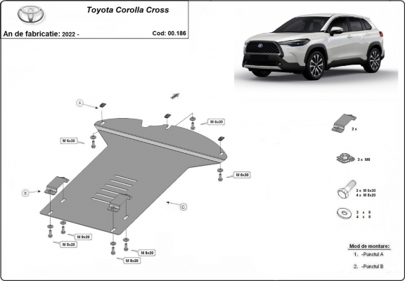 Piastra catalizzatore/cat lock di acciaio Toyota Corolla Cross