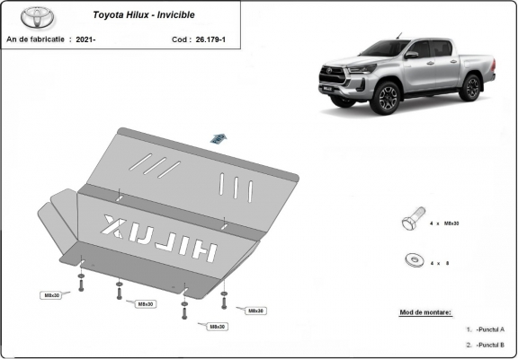 Protezione di alluminio per il radiatore Toyota Hilux Invincible