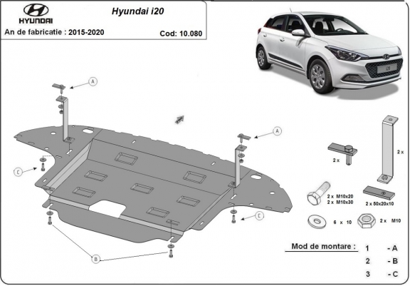 Piastra paramotore di acciaio Hyundai i20