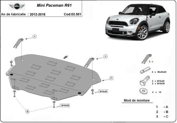 Piastra paramotore di acciaio Mini Paceman R61
