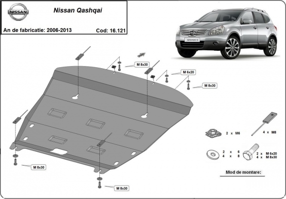 Piastra paramotore di acciaio Nissan Qashqai J10