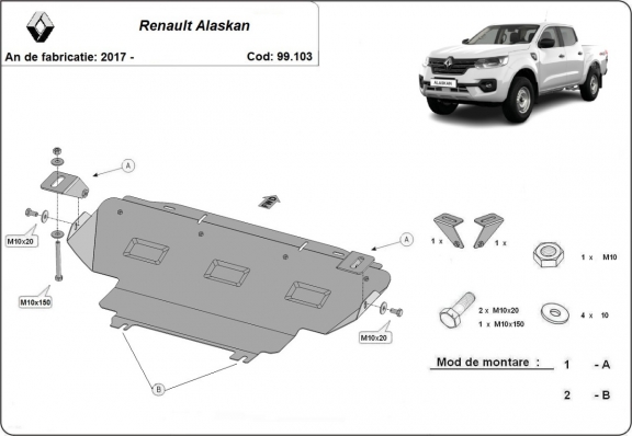 Protezione di acciaio per il radiatore Renault Alaskan