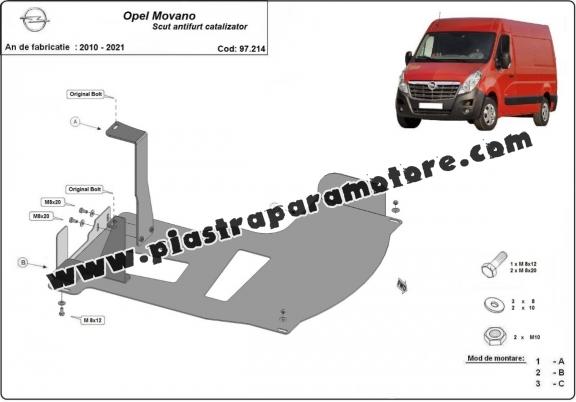 Piastra catalizzatore/cat lock di acciaio Opel Movano B 