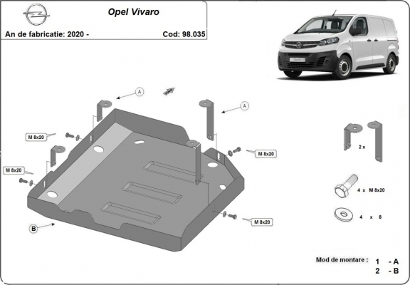 Protezione di acciaio per il AdBlue Opel Vivaro C 