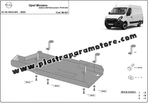 Protezione di acciaio per il AdBlue Opel Movano C 