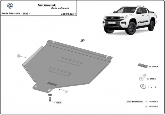 Protezione di acciaio per il cambio automatique Volkswagen Amarok 2 