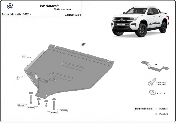 Protezione di acciaio per il cambio manuale Volkswagen Amarok 2