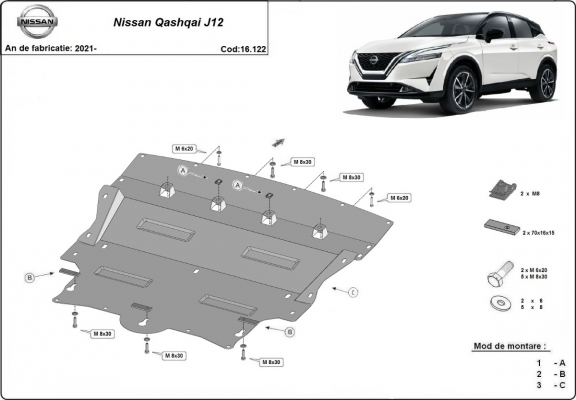 Piastra paramotore di acciaio Nissan Qashqai J12