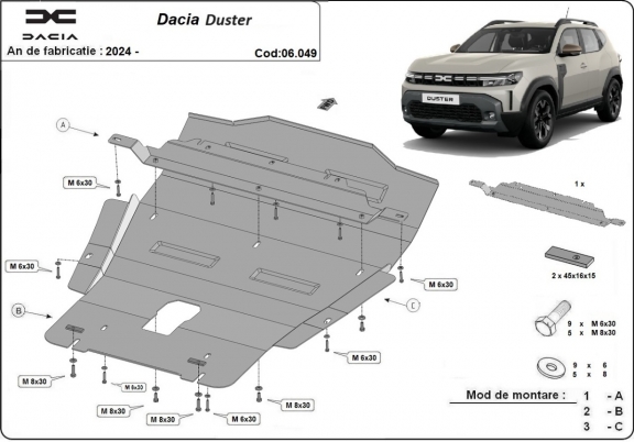 Piastra paramotore di acciaio Dacia Duster - 4x4