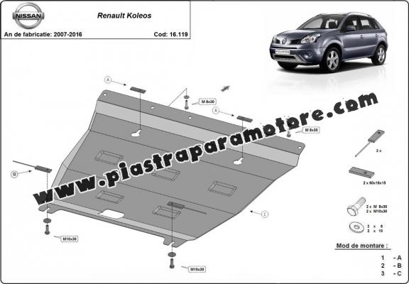 Piastra paramotore di acciaio Renault Koleos - Vers 2.0