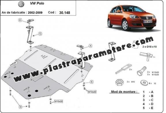 Piastra paramotore di acciaio Vw Polo - diesel