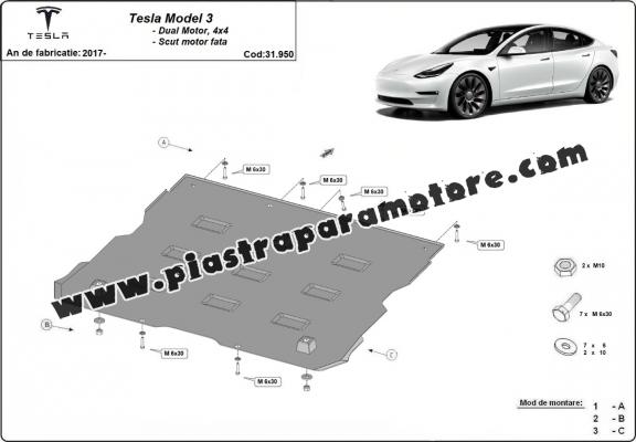 Protezione motore elettrico anteriore per Tesla Model 3 AWD
