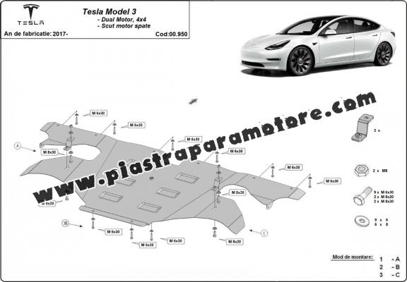 Protezione motore elettrico posteriore Tesla Model 3 AWD
