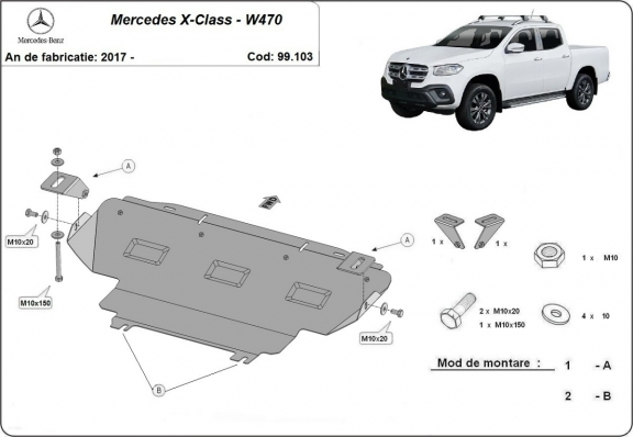 Protezione di acciaio per il radiatore Mercedes X-Class W470