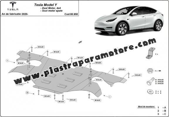 Protezione motore elettrico posteriore Tesla Model Y AWD