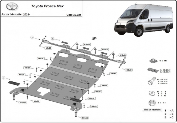 Piastra paramotore di acciaio Toyota Proace Max