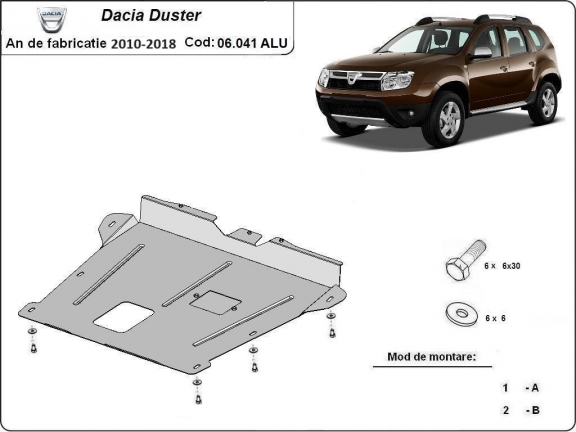 Piastra paramotore di alluminio Dacia Duster