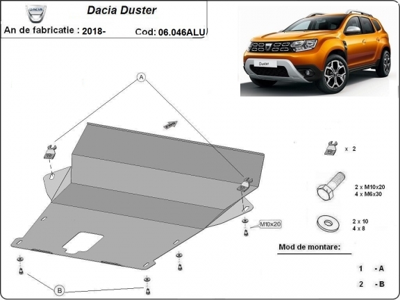Piastra paramotore di alluminio Dacia Duster