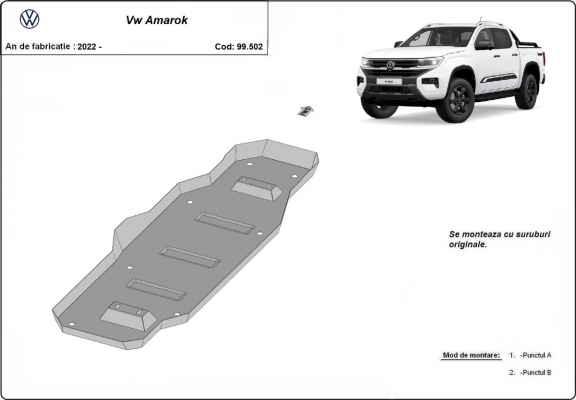 Protezione di acciaio per il serbatoio Volkswagen Amarok 2 (MB3G9A147CF; 2643728)