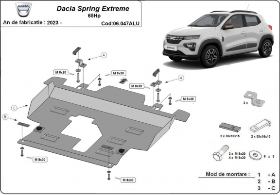 Piastra paramotore di Alluminio Dacia Spring Extreme