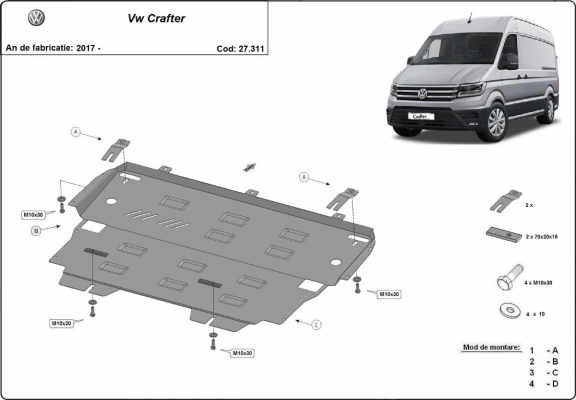 Piastra paramotore di acciaio Vw Crafter