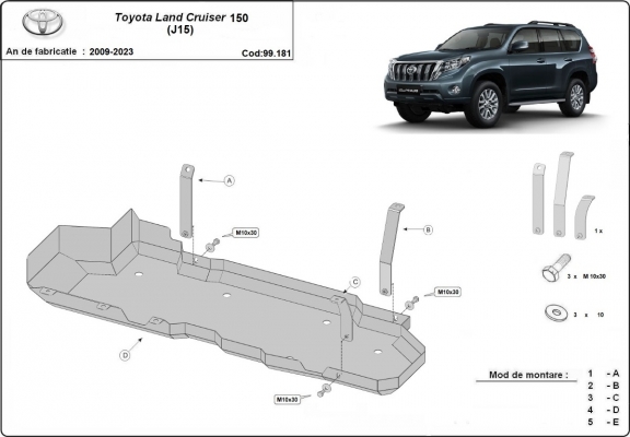 Protezione di acciaio per il serbatoio Toyota Land Cruiser J150