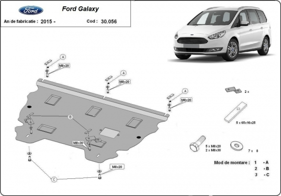 Piastra paramotore di acciaio Ford Galaxy 3