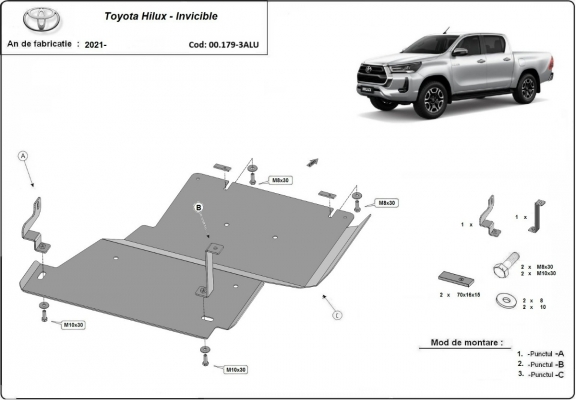 Protezione di alluminio per il differenziale Toyota Hilux Invincible