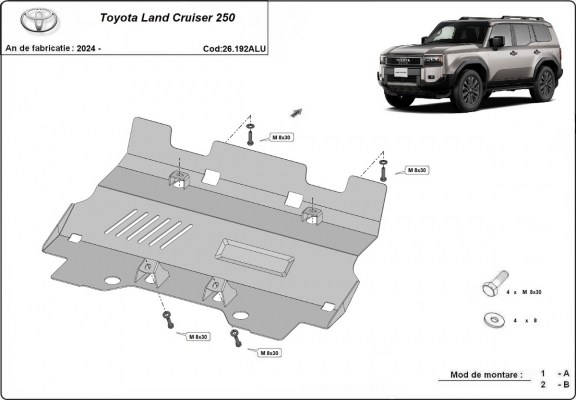 Protezione di alluminio per il radiatore Toyota Land Cruiser 250