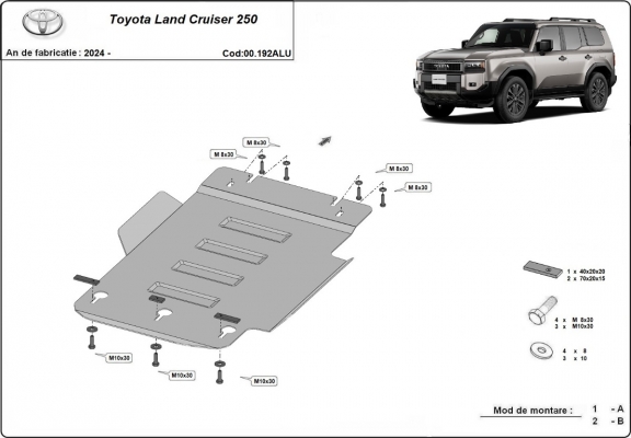Protezione di alluminio  per il cambio Toyota Land Cruiser 250