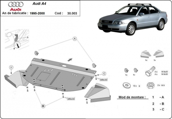 Piastra paramotore di acciaio Audi A4  B5