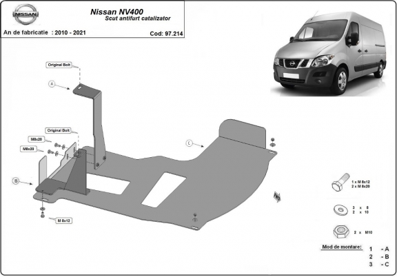 Piastra catalizzatore/cat lock di acciaio Nissan NV400