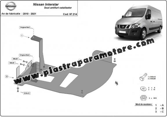Piastra catalizzatore/cat lock di acciaio Nissan Interstar