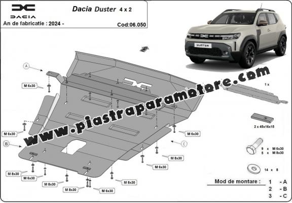 Piastra paramotore di acciaio Dacia Duster - 4x2