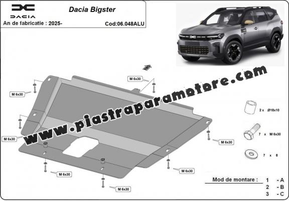Piastra paramotore di alluminio Dacia Bigster - 4x4 +4x2