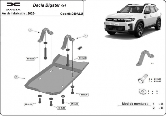 Protezione di alluminio per il differenziale Dacia Bigster 4x4