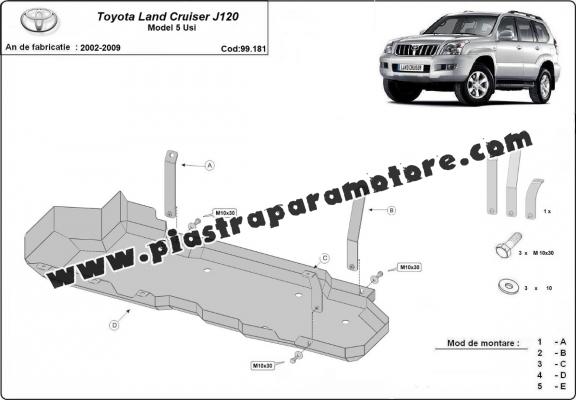 Protezione di acciaio per il serbatoio Toyota Land Cruiser J120 - solo per modello 5 porte