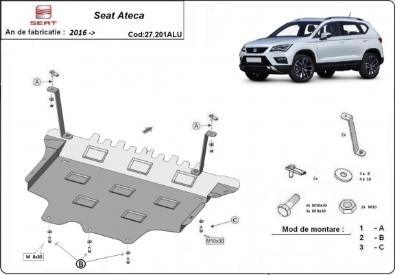 Piastra paramotore di alluminio Seat Ateca