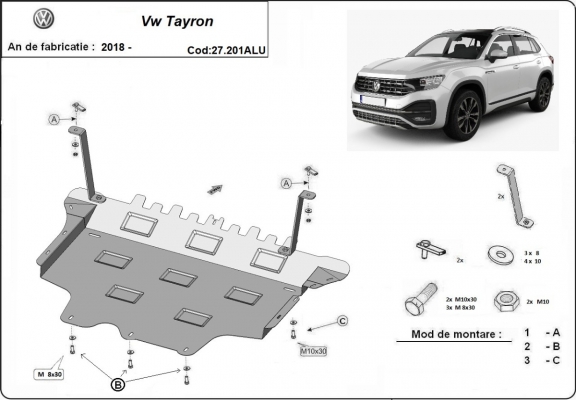 Piastra paramotore di alluminio VW Tayron